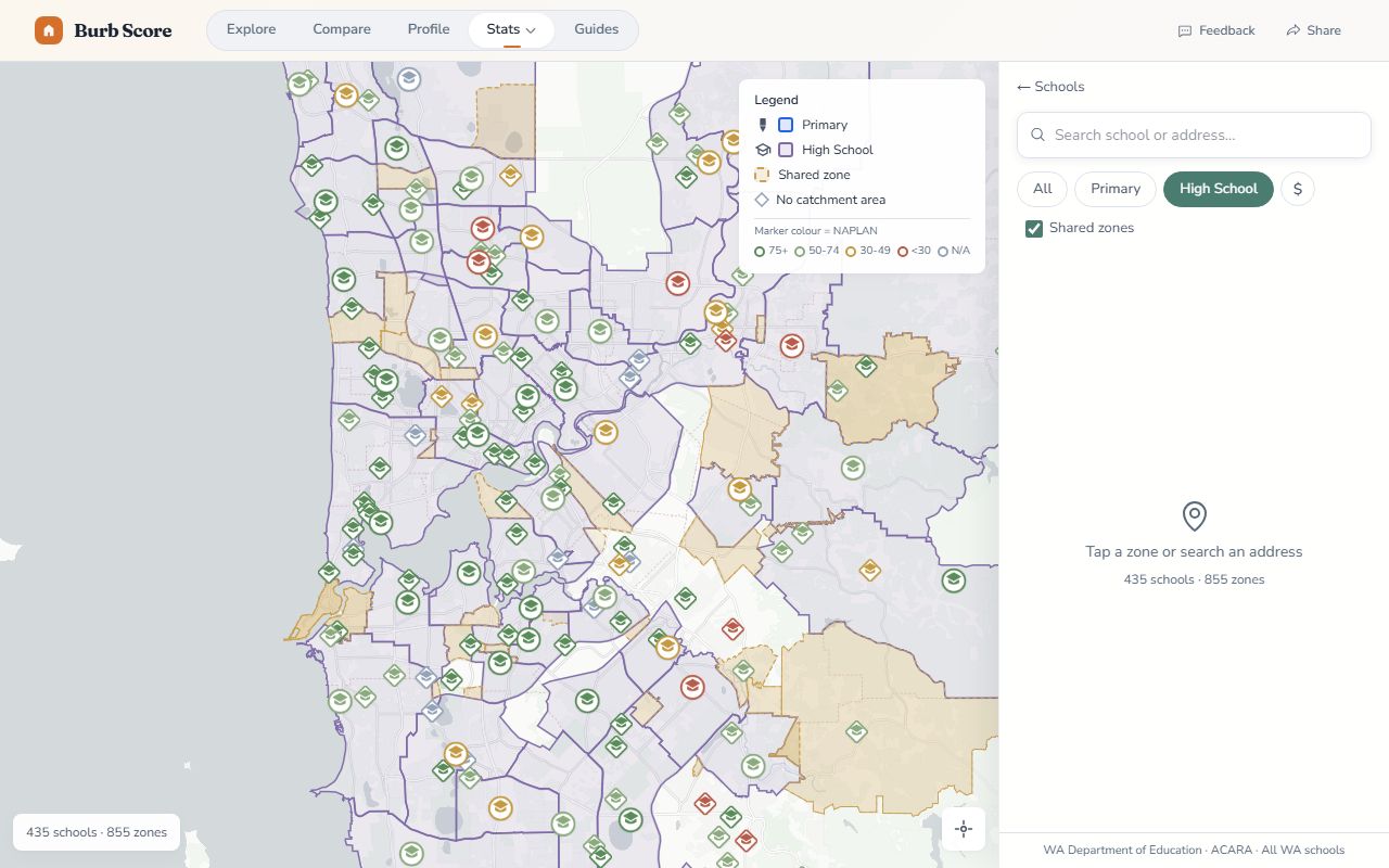 Perth School Catchment Zones — Find Your Local Government School